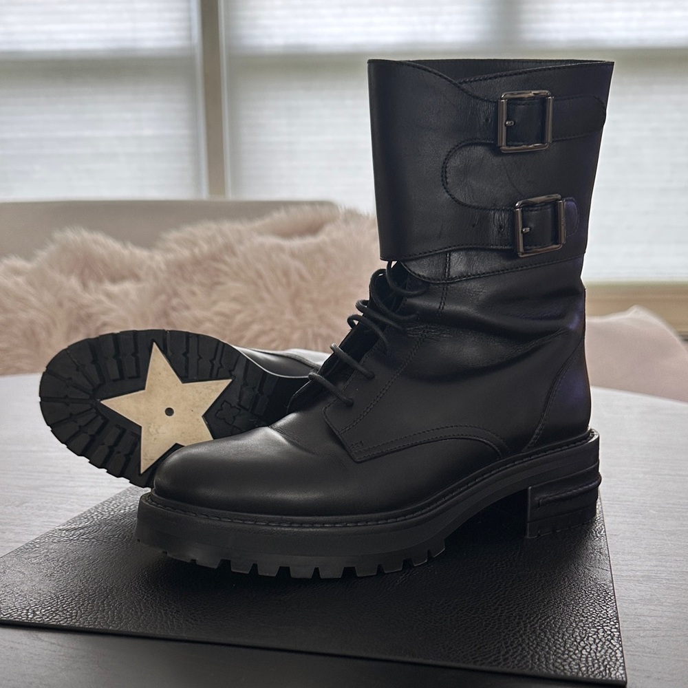 Dior Black Leather Buckle Boots